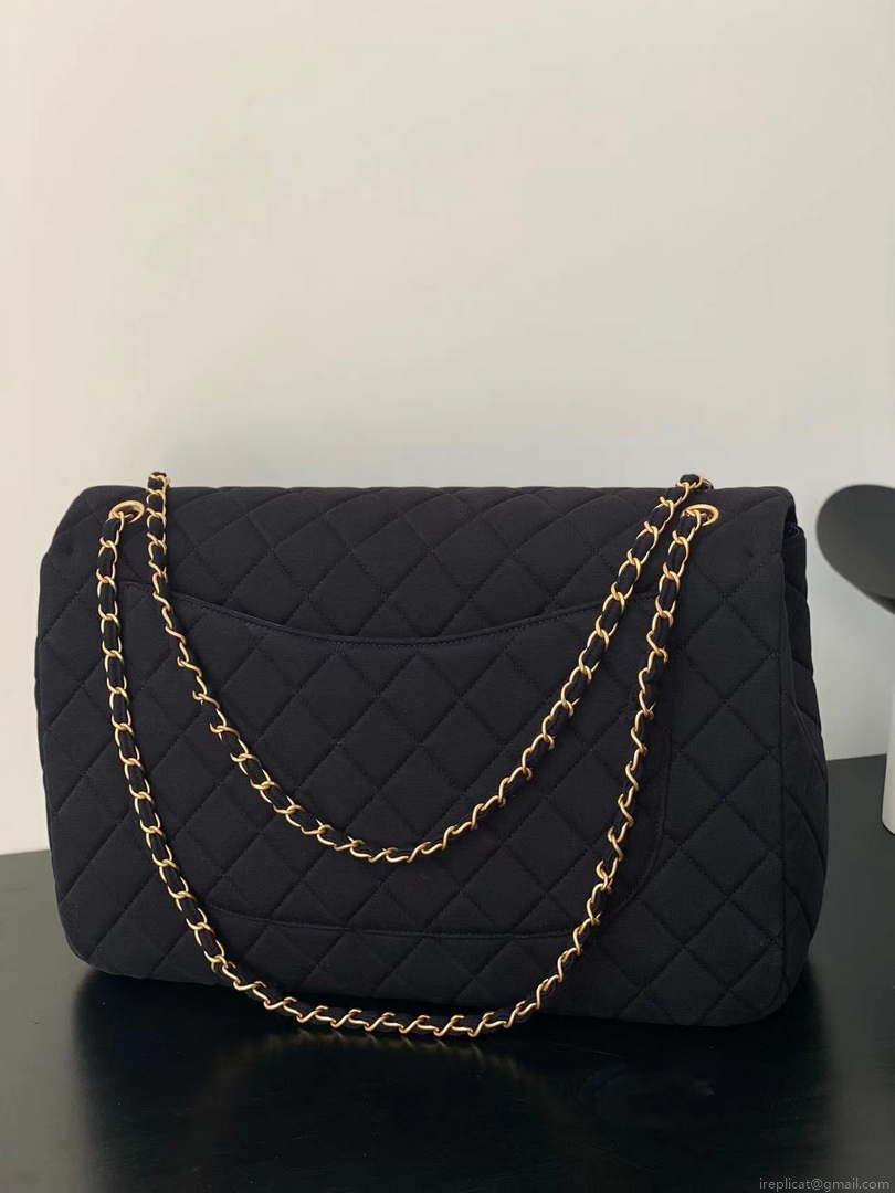 Chanel AS4661 Flap Bag CF Airport Velvet & Silver-Tone Metal Black