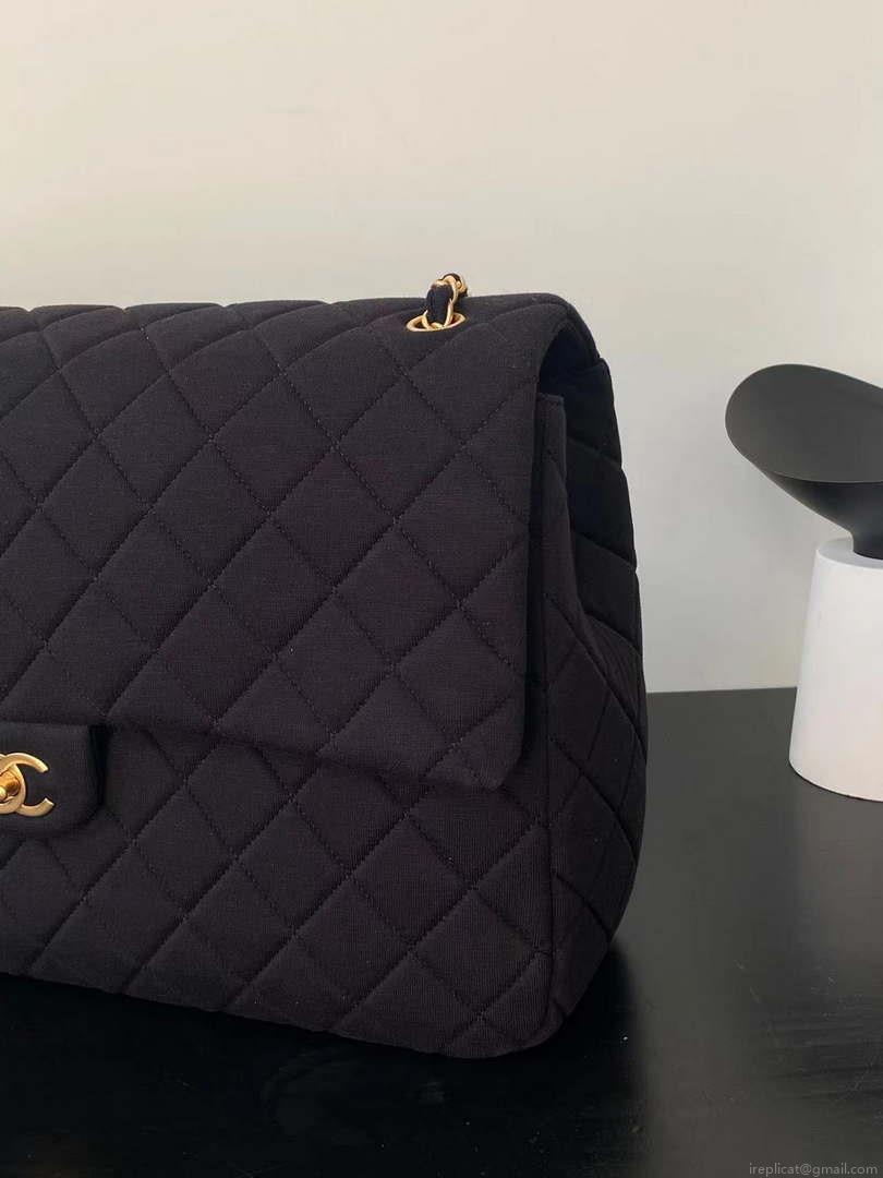 Chanel AS4661 Flap Bag CF Airport Velvet & Silver-Tone Metal Black