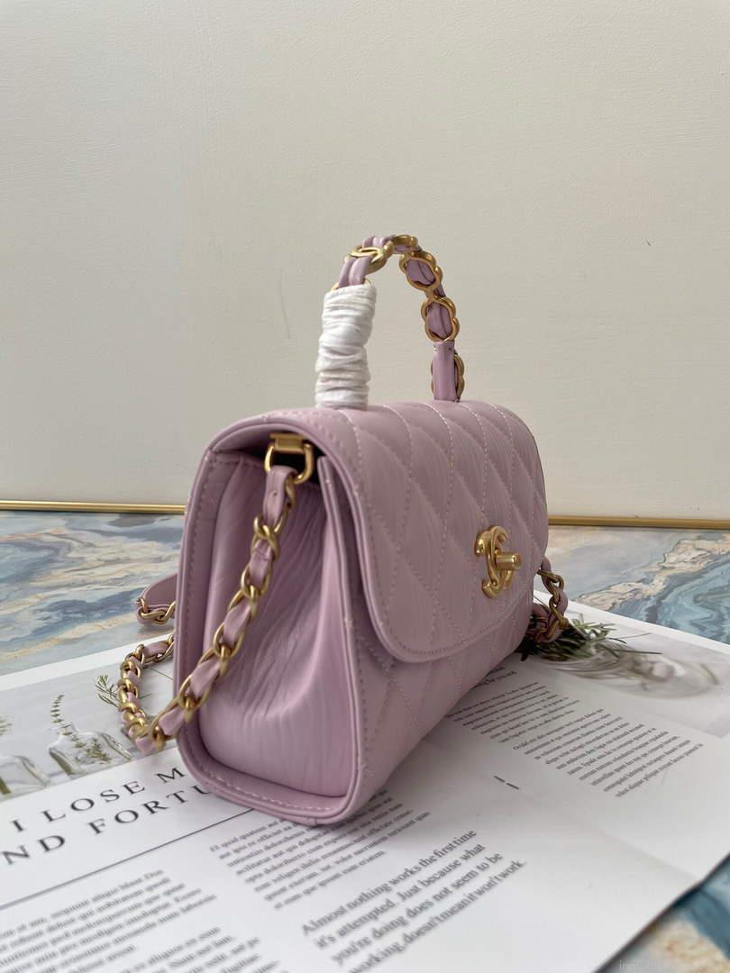 Chanel AS2477 Mini Flap CC Wrapped Bag with Top Handle Pink
