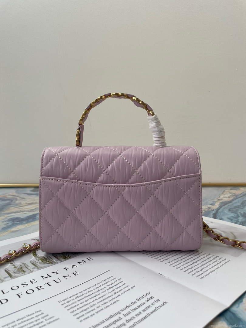 Chanel AS2477 Mini Flap CC Wrapped Bag with Top Handle Pink