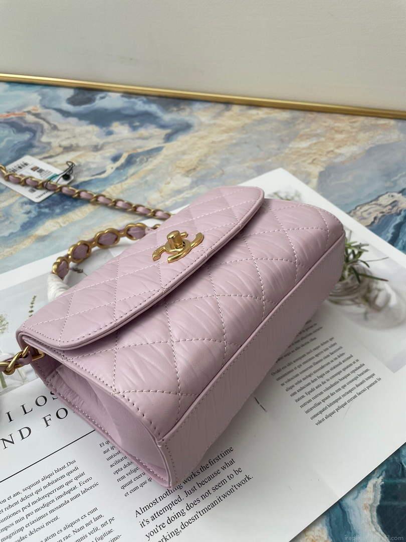 Chanel AS2477 Mini Flap CC Wrapped Bag with Top Handle Pink