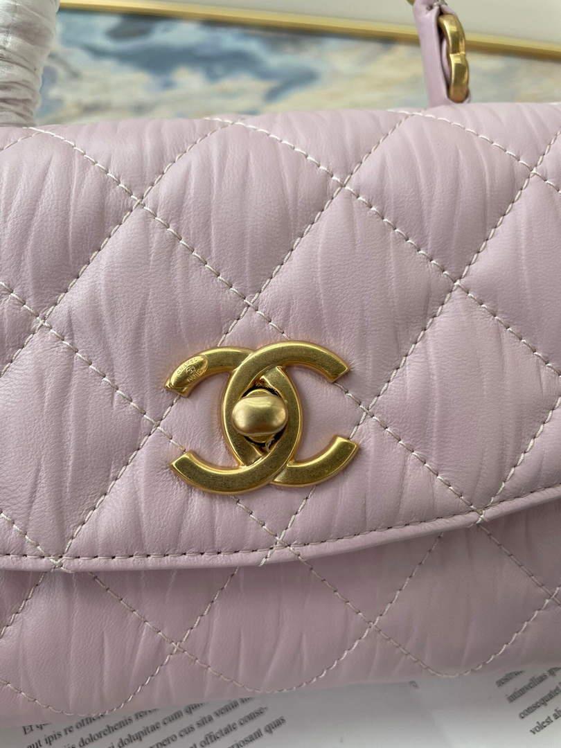 Chanel AS2477 Mini Flap CC Wrapped Bag with Top Handle Pink