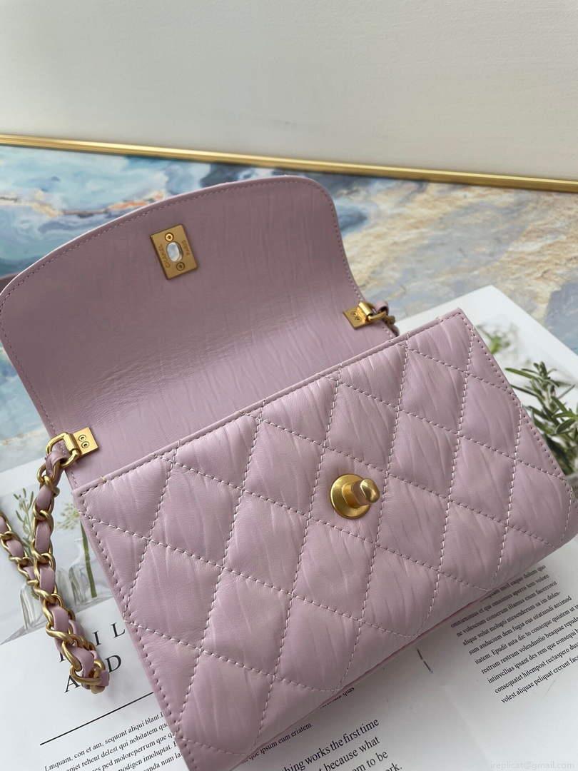 Chanel AS2477 Mini Flap CC Wrapped Bag with Top Handle Pink