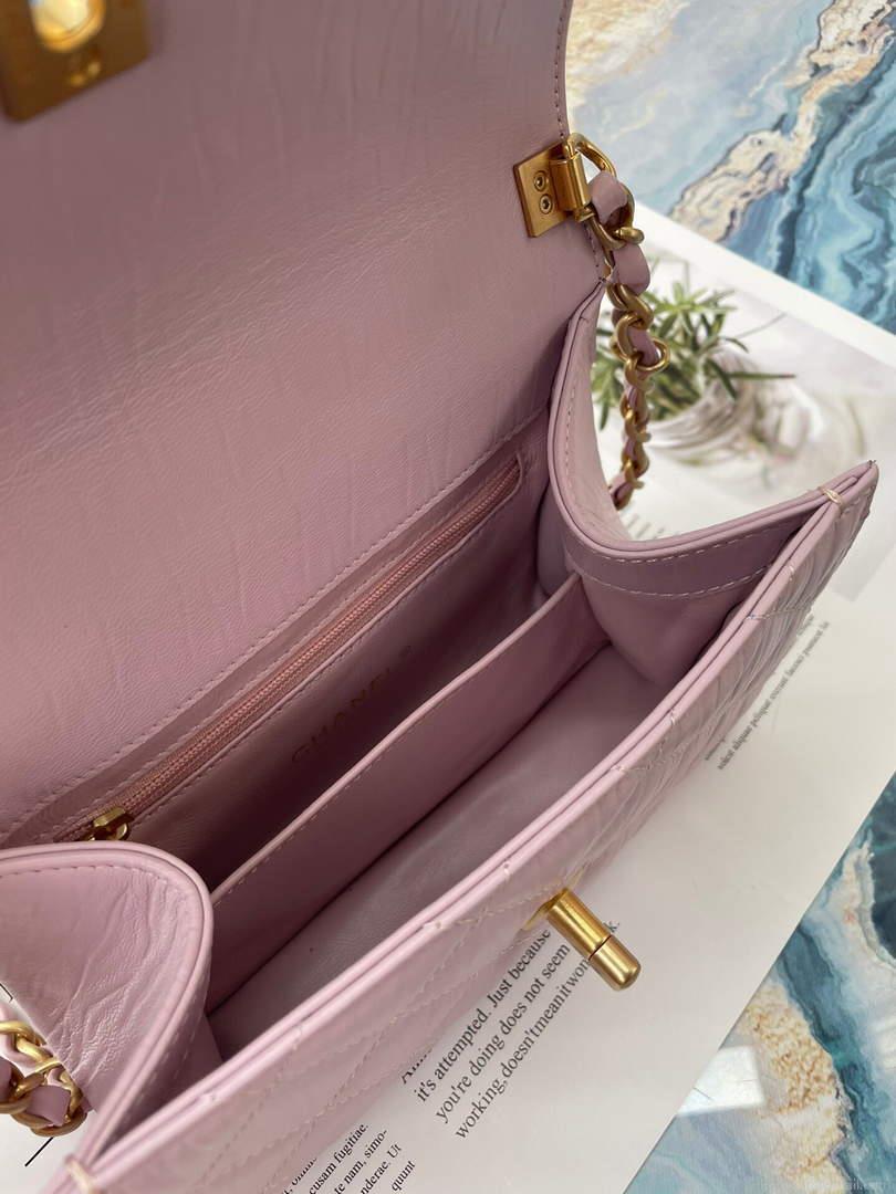 Chanel AS2477 Mini Flap CC Wrapped Bag with Top Handle Pink