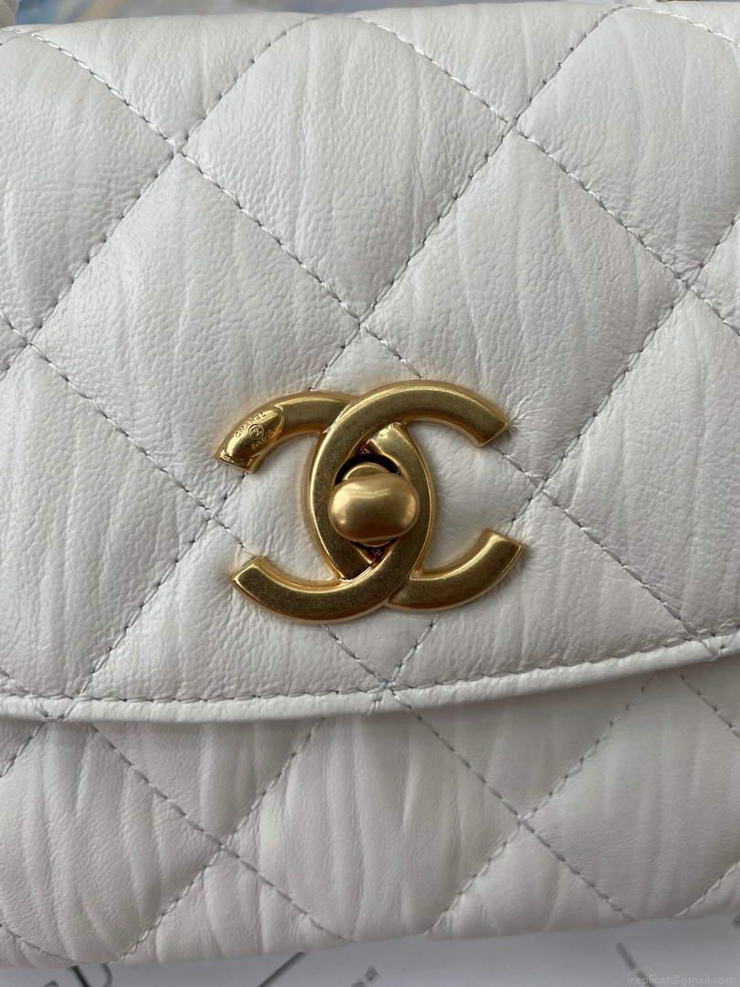 Chanel AS2477 Mini Flap CC Wrapped Bag with Top Handle White