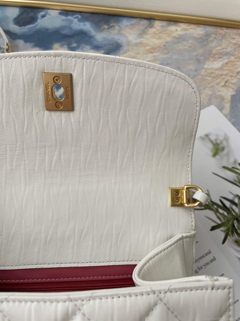 Chanel AS2477 Mini Flap CC Wrapped Bag with Top Handle White