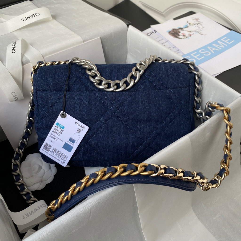 Chanel AS1160 Chanel 19 Handbag Lambskin Navy Blue
