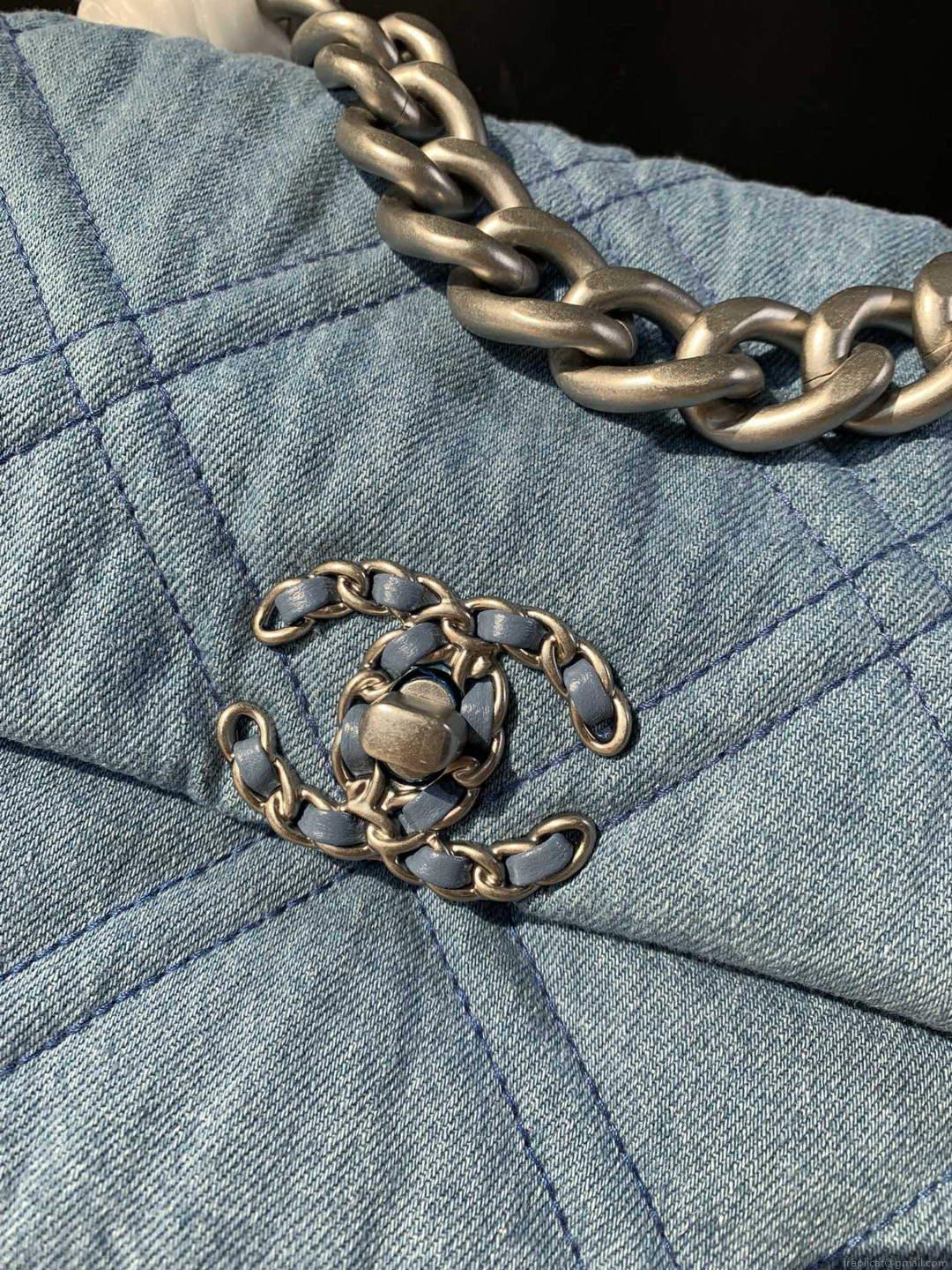 Chanel Large19 Handbag Lambskin AS1161 Light Blue