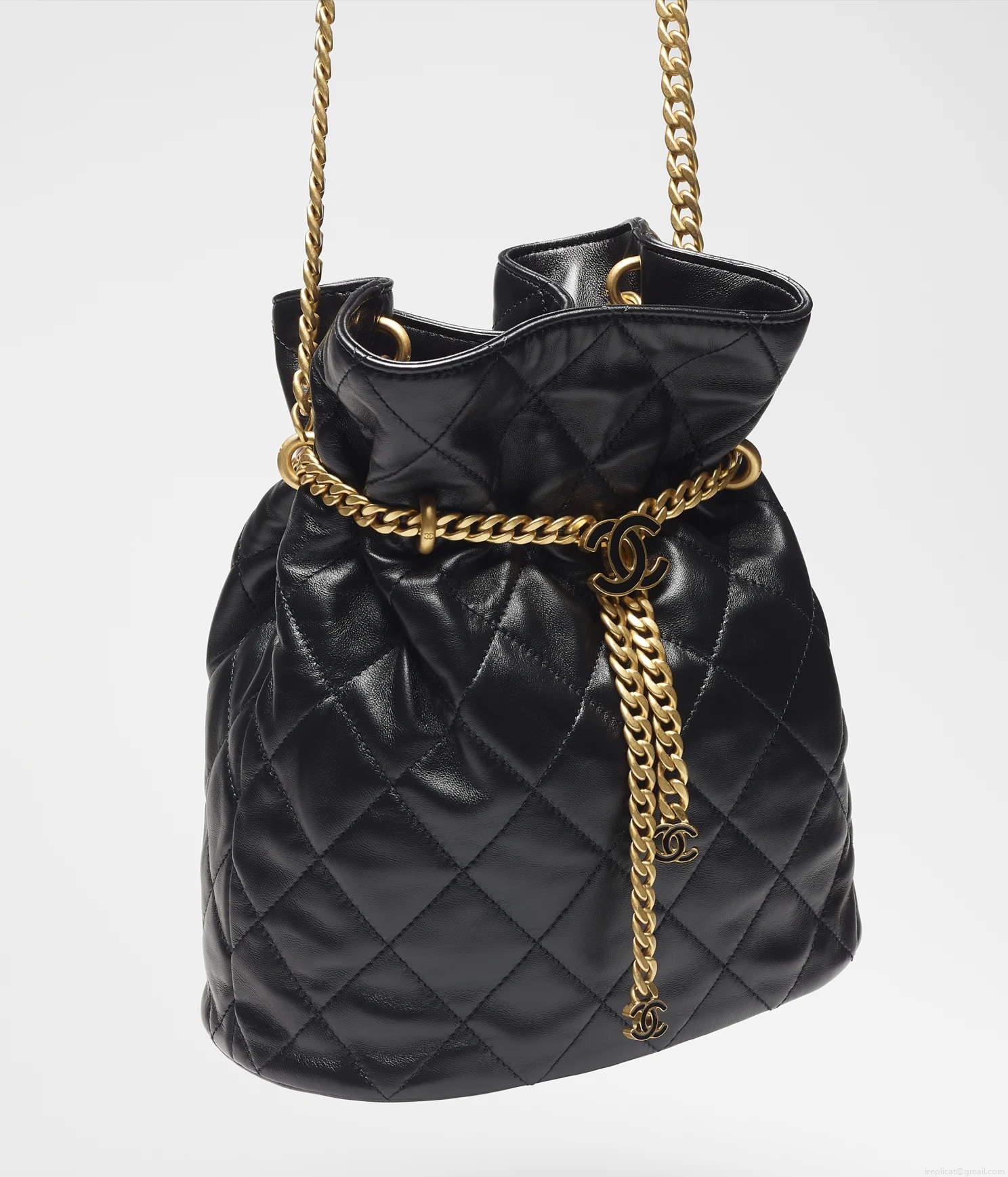 Chanel AS3117 Bucket Bag Lambskin B07634 Black