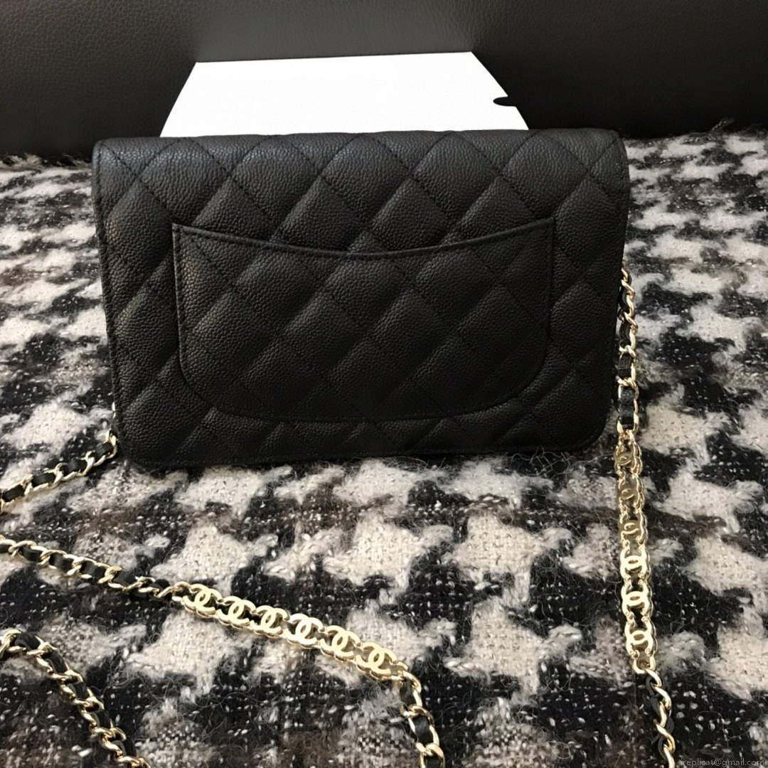 Chanel A68060 Wallet on Chain bag Grained Calfskin gold Black