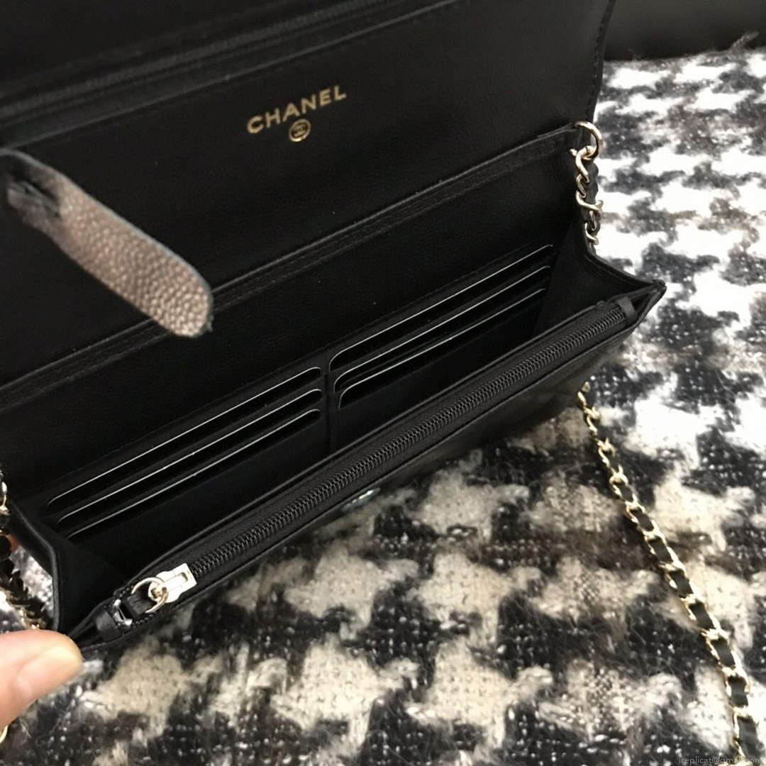 Chanel A68060 Wallet on Chain bag Grained Calfskin gold Black