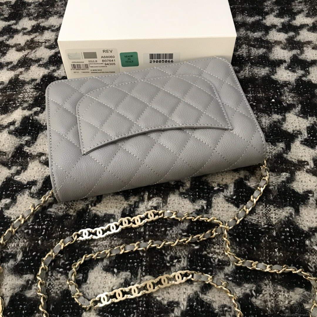 Chanel A68060 Wallet on Chain bag Grained Calfskin gold Grey