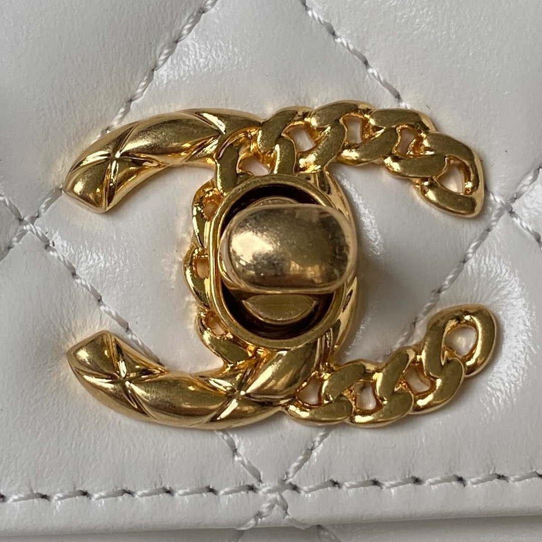 Chanel AS4306 Small Flap bag with Handle Lambskin white