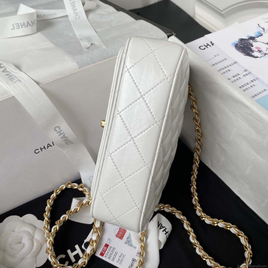 Chanel AS4306 Small Flap bag with Handle Lambskin white