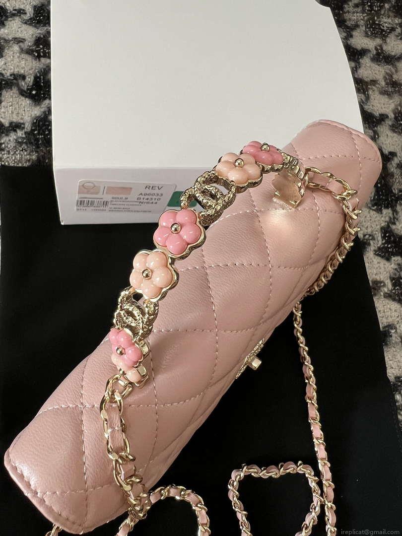 Chanel A96033 Woc Wallet on Chain With Small flower Handle Pink Lambskin