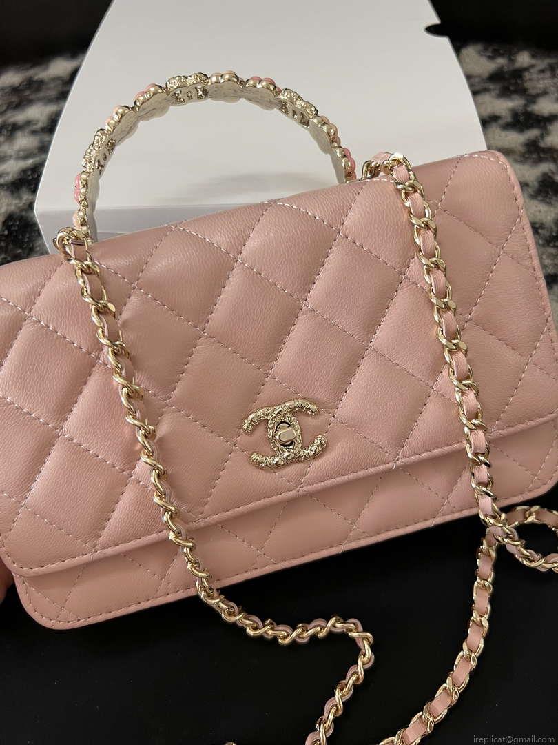 Chanel A96033 Woc Wallet on Chain With Small flower Handle Pink Lambskin
