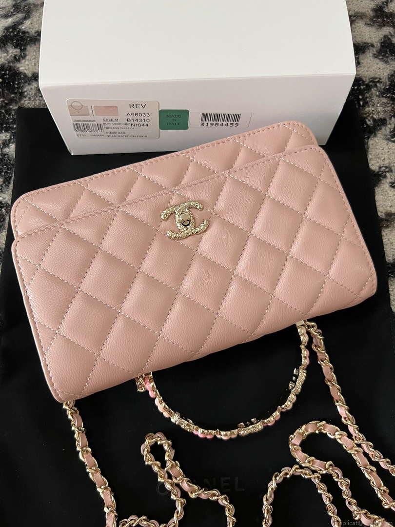 Chanel A96033 Woc Wallet on Chain With Small flower Handle Pink Lambskin