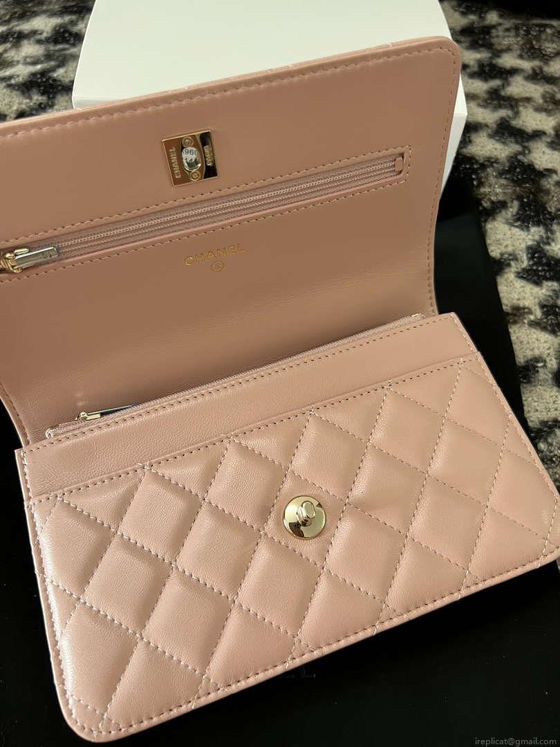 Chanel A96033 Woc Wallet on Chain With Small flower Handle Pink Lambskin