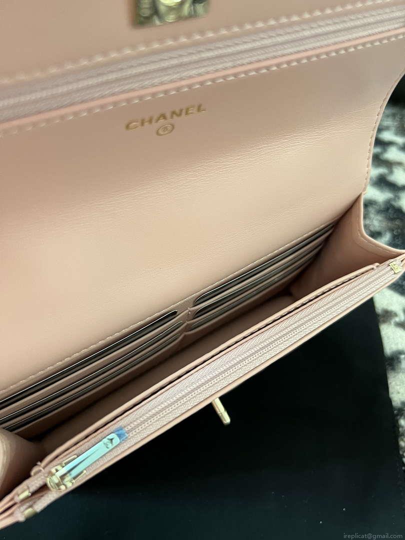 Chanel A96033 Woc Wallet on Chain With Small flower Handle Pink Lambskin