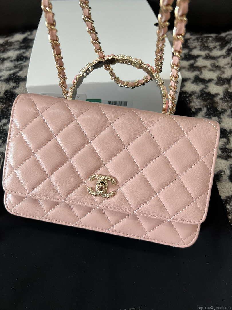 Chanel A96033 Woc Wallet on Chain With Small flower Handle Pink Lambskin