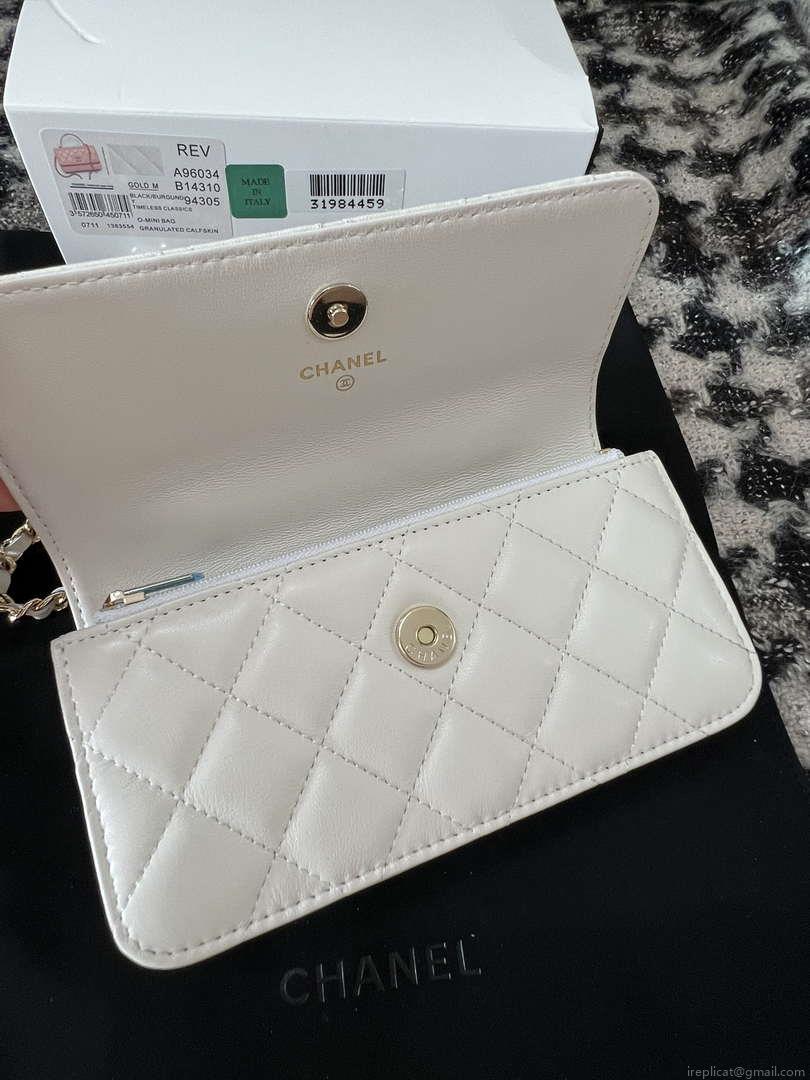 Chanel A96034 Woc Wallet on Chain With Small flower Handle White Lambskin