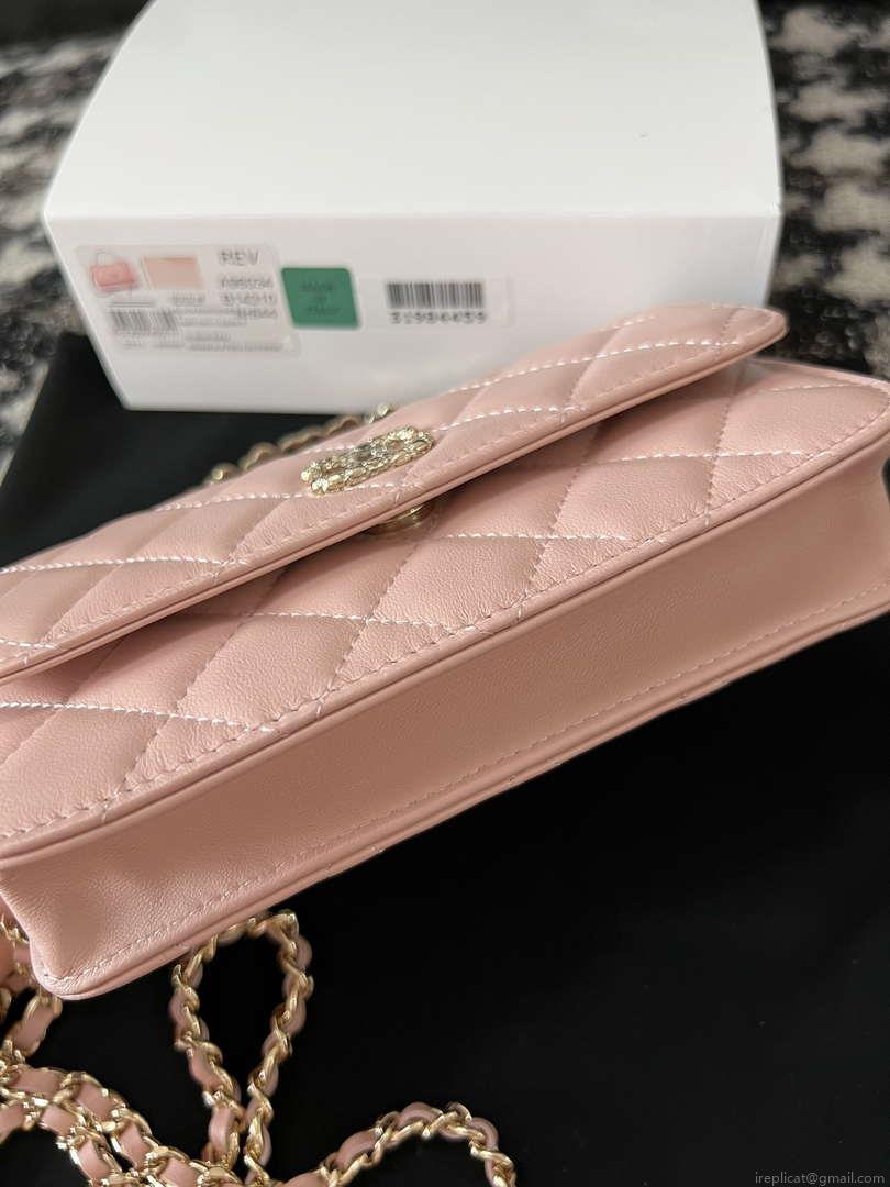 Chanel A96034 Woc Wallet on Chain With Small flower Handle Pink Lambskin
