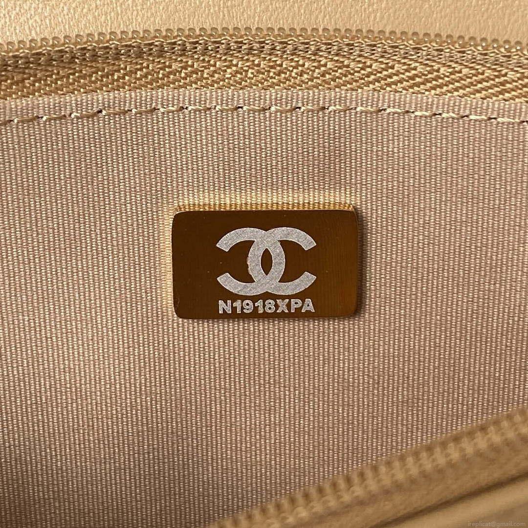 Chanel AP3504 Woc Wallet On Chain lambskin Imitation Pearls Strass & Gold Apricot