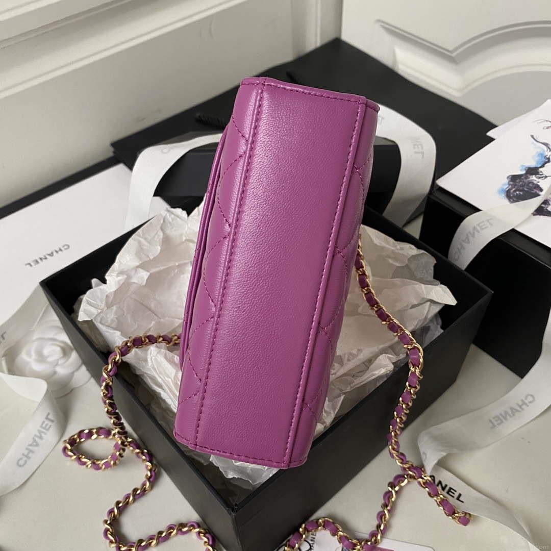 Chanel AP3513 Woc Clutch With Chain lambskin Imitation Pearls Enamel & Gold Purple