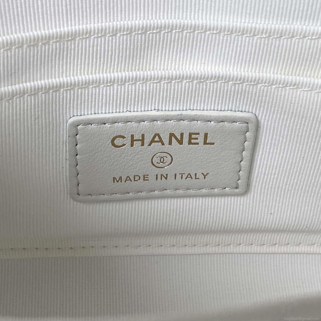 Chanel AP3513 Woc Clutch With Chain lambskin Imitation Pearls Enamel & Gold White