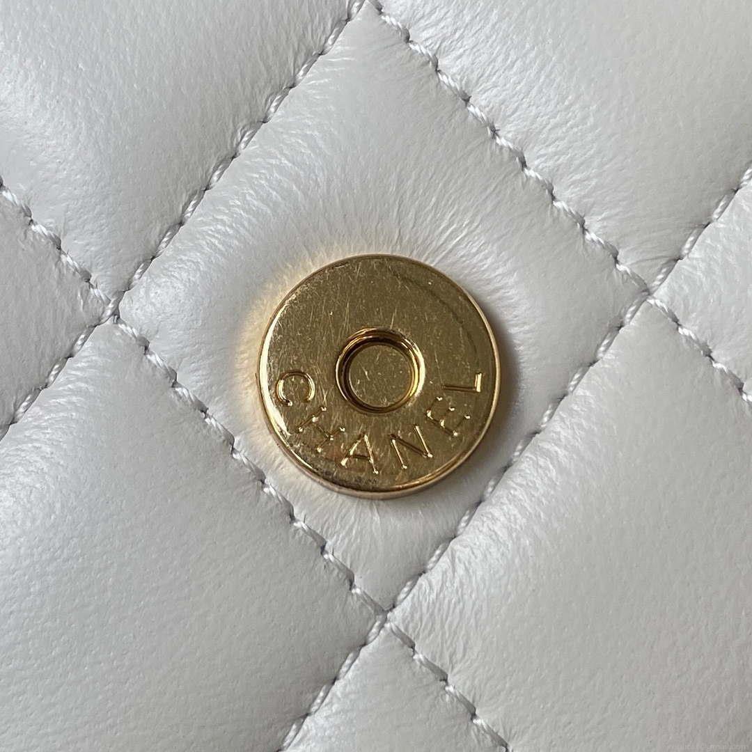 Chanel AP3513 Woc Clutch With Chain lambskin Imitation Pearls Enamel & Gold White