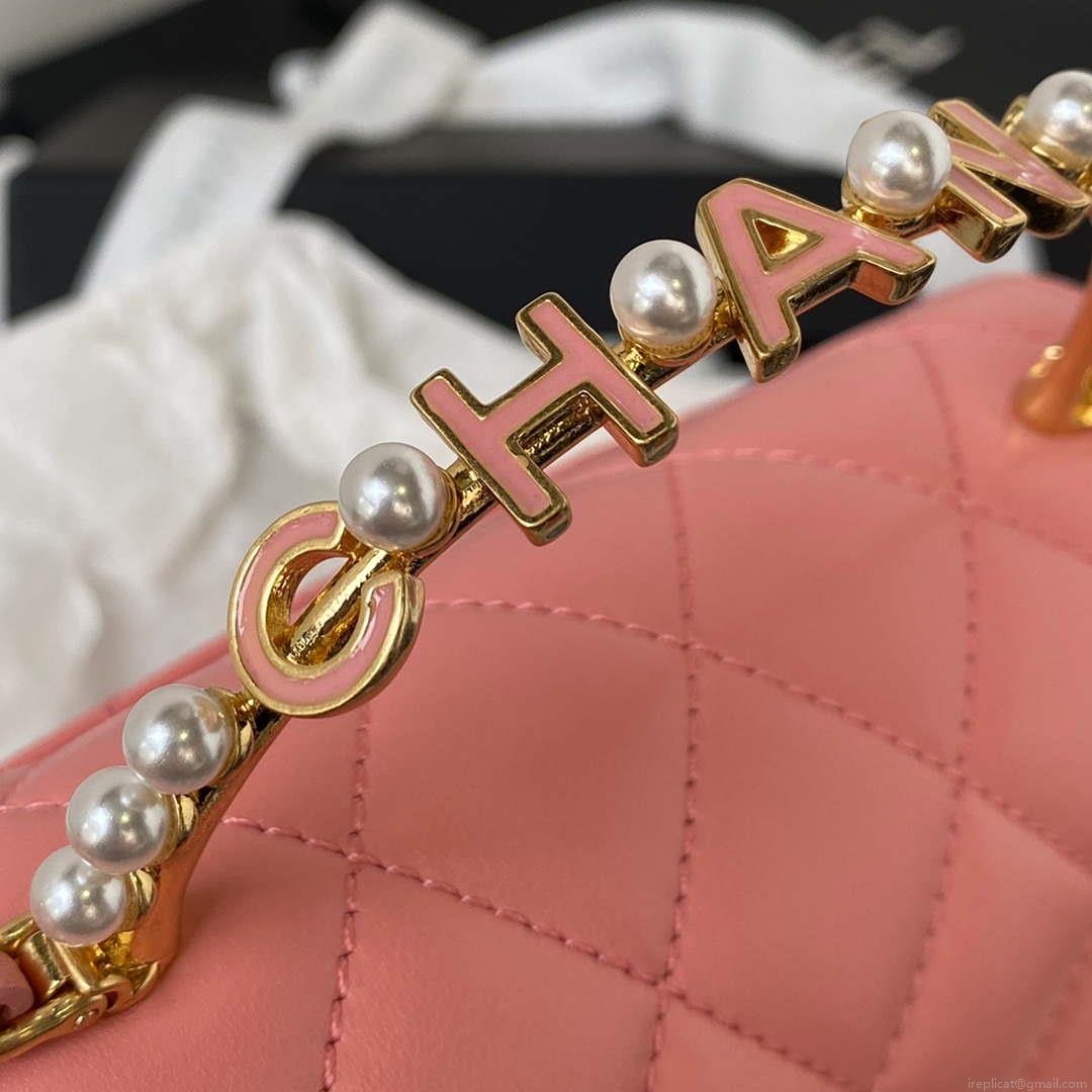 Chanel AP3513 Woc Clutch With Chain lambskin Imitation Pearls Enamel & Gold Pink