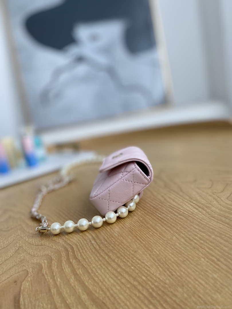 Chanel A81181 22 Spring/Summer Pearl chain belt bag pink