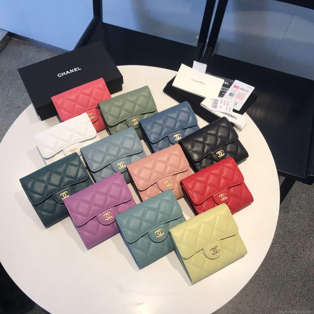 Chanel AP0231 Classic Small FLAP Wallet Calfskin Purple Gold
