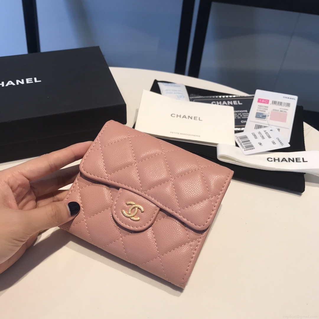 Chanel AP0231 Classic Small FLAP Wallet Calfskin Pink Gold