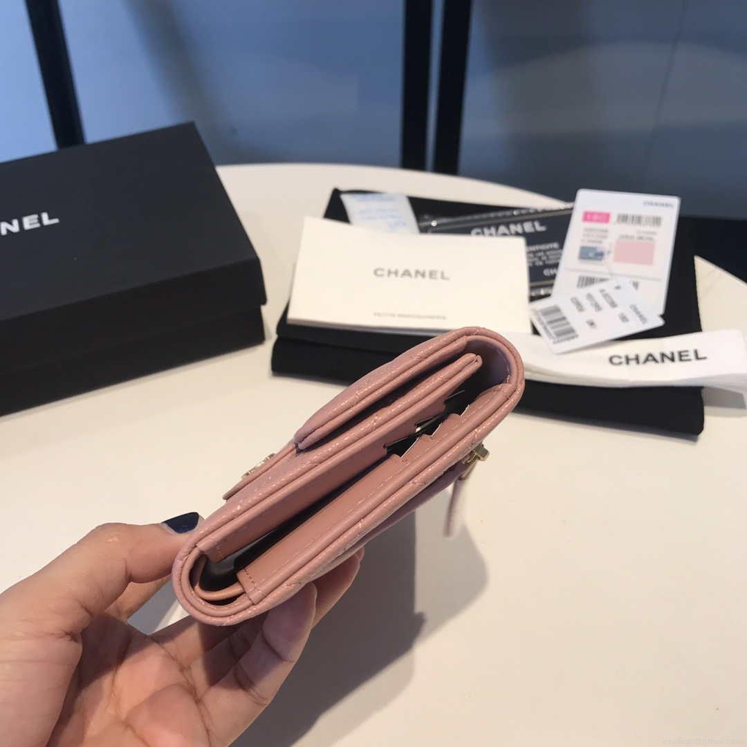 Chanel AP0231 Classic Small FLAP Wallet Calfskin Pink Gold