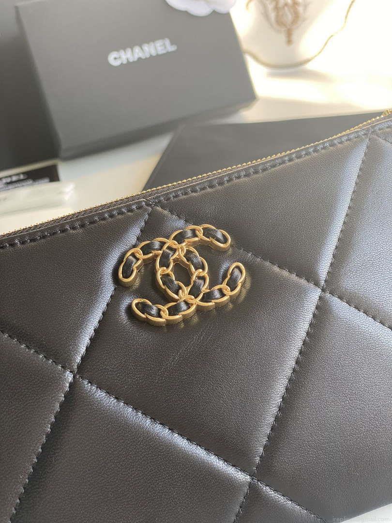 Chanel AP1059 Pouche Lambskin bag Wallet Card Holder Black