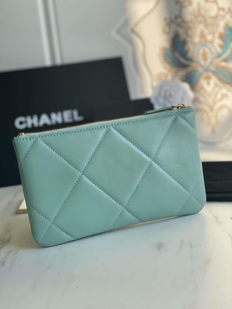 Chanel AP1059 Pouche Lambskin bag Wallet Card Holder Blue
