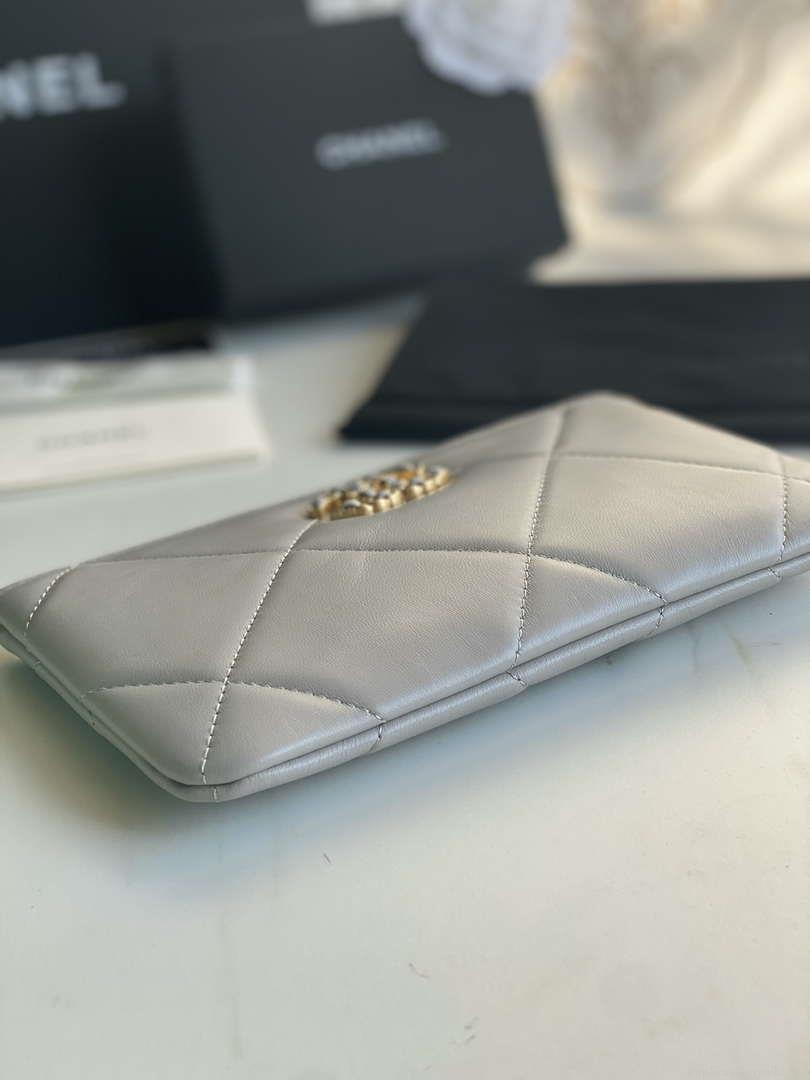 Chanel AP1059 Pouche Lambskin bag Wallet Card Holder Gray