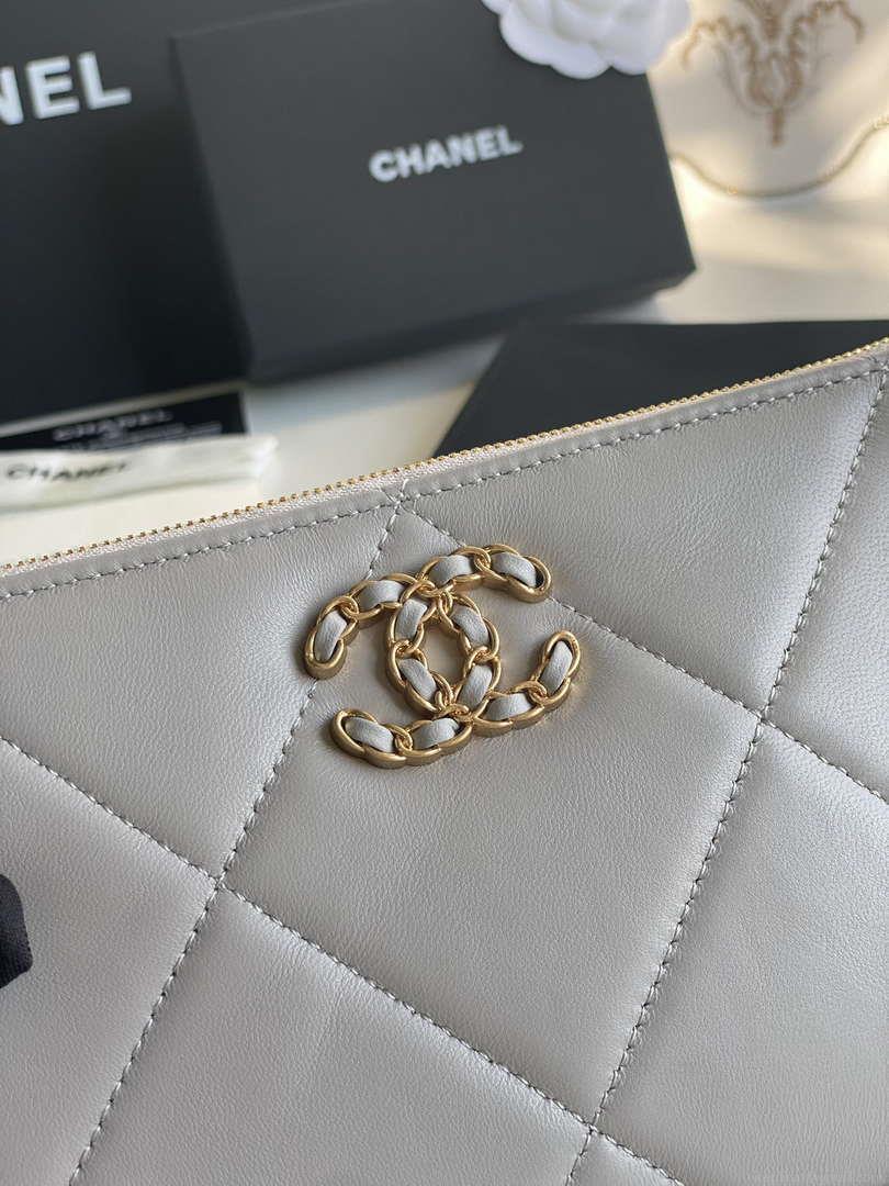 Chanel AP1059 Pouche Lambskin bag Wallet Card Holder Gray