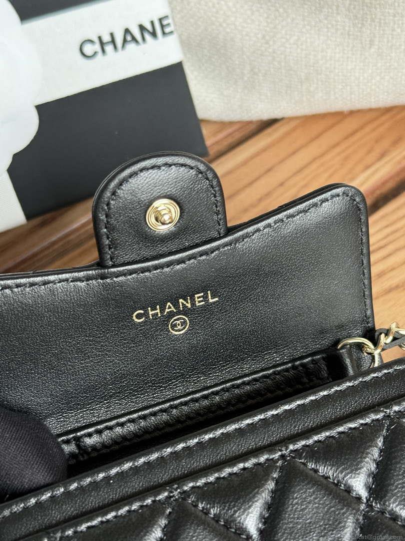 Chanel A81081 Wallet on Chain Shiny Lambskin Black