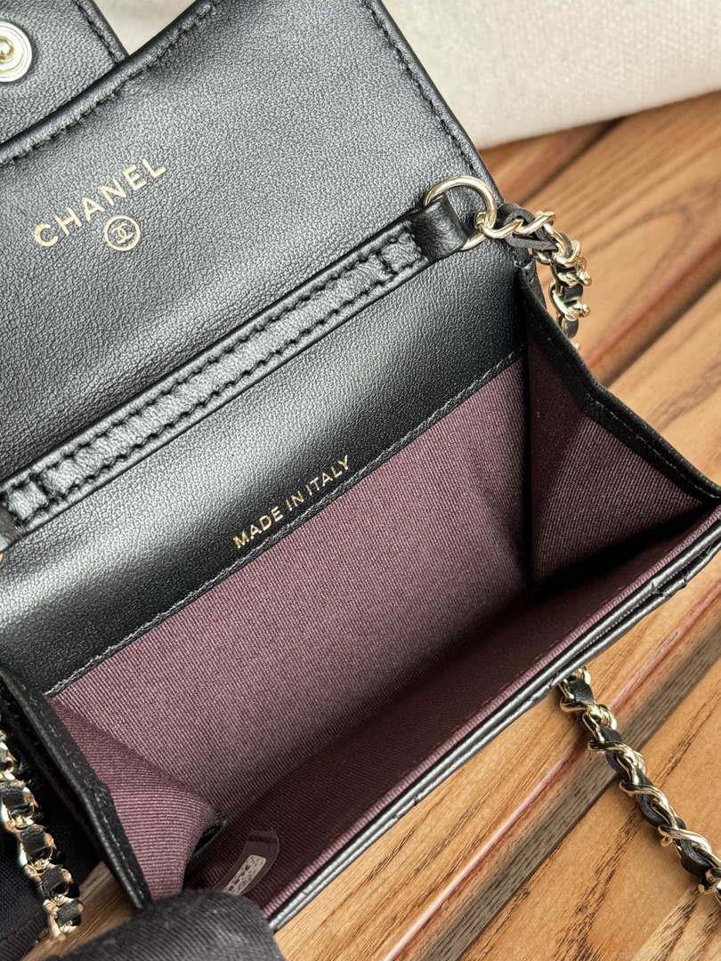 Chanel A81081 Wallet on Chain Shiny Lambskin Black