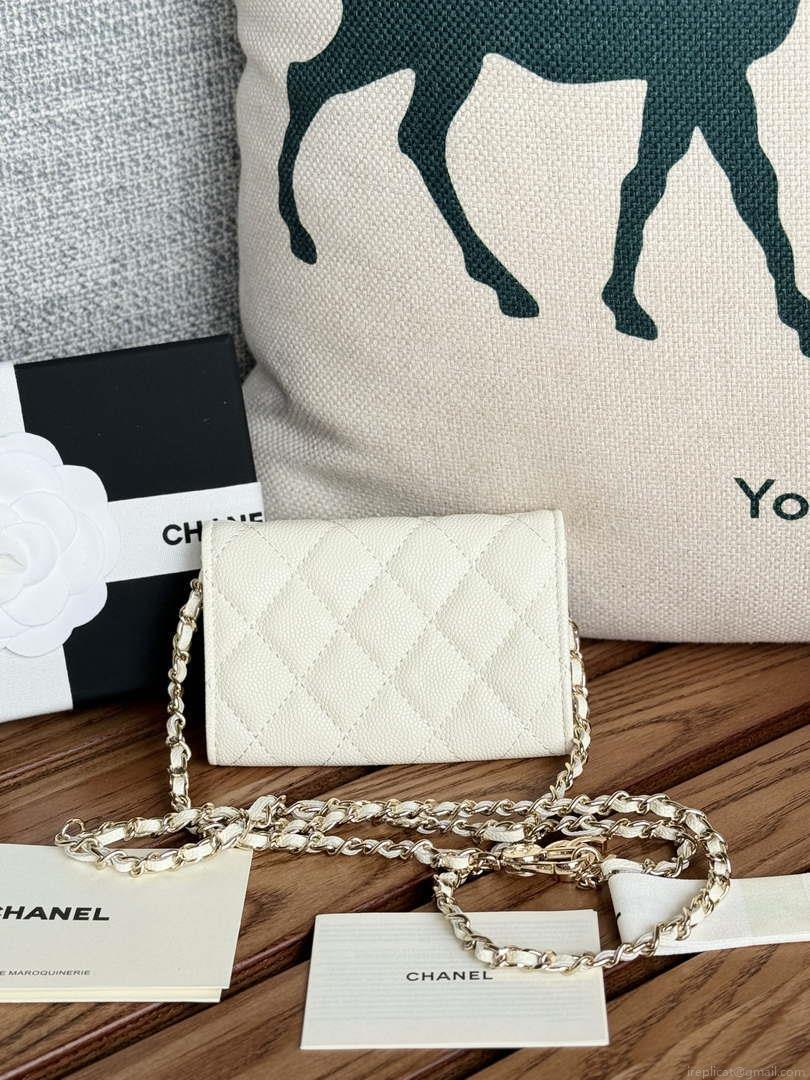 Chanel A81081 Wallet on Chain Shiny Calfskin White