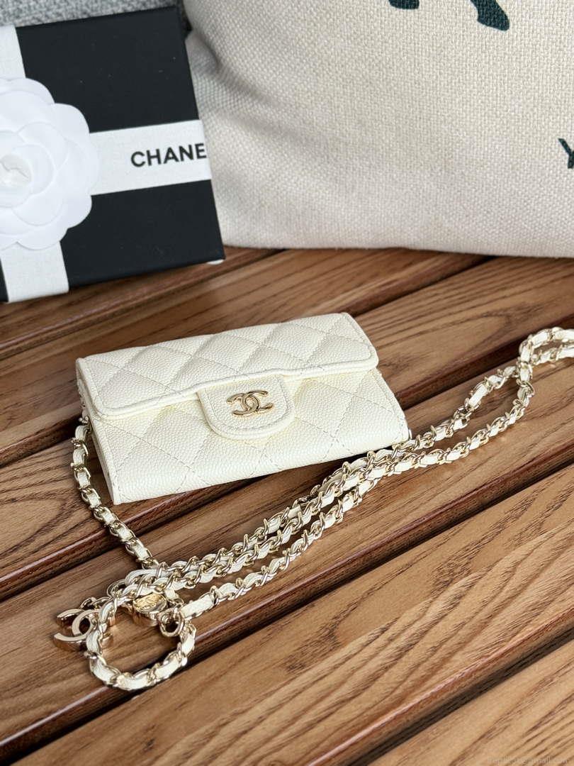 Chanel A81081 Wallet on Chain Shiny Calfskin White