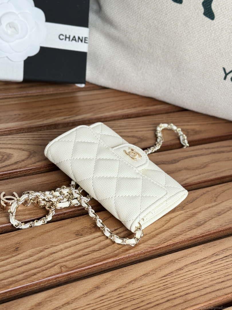 Chanel A81081 Wallet on Chain Shiny Calfskin White