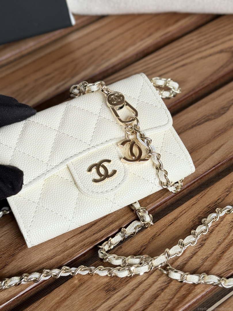 Chanel A81081 Wallet on Chain Shiny Calfskin White