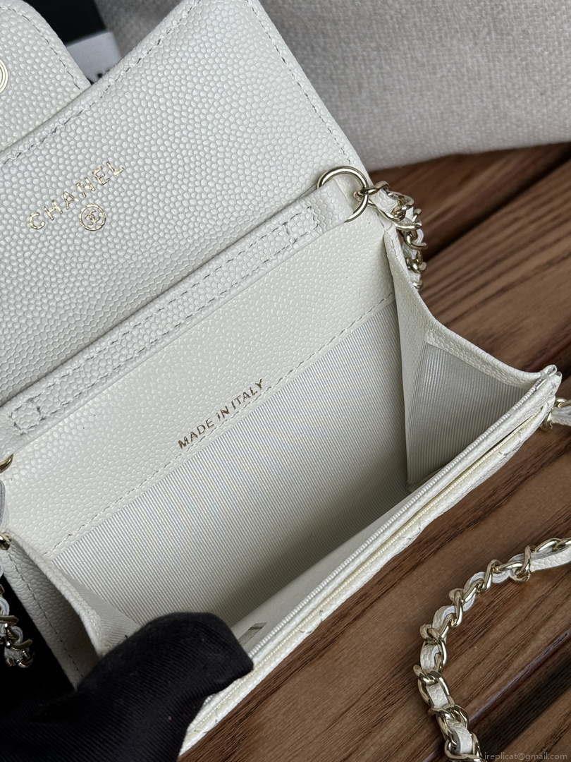 Chanel A81081 Wallet on Chain Shiny Calfskin White