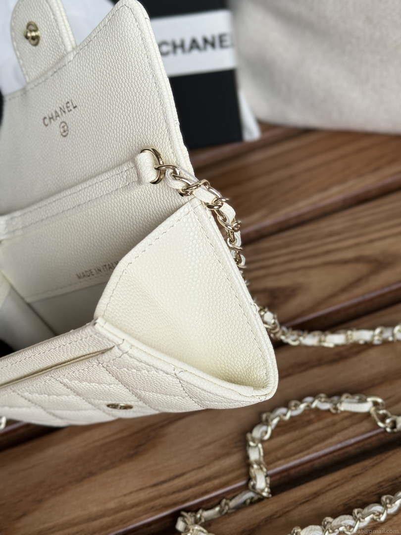 Chanel A81081 Wallet on Chain Shiny Calfskin White