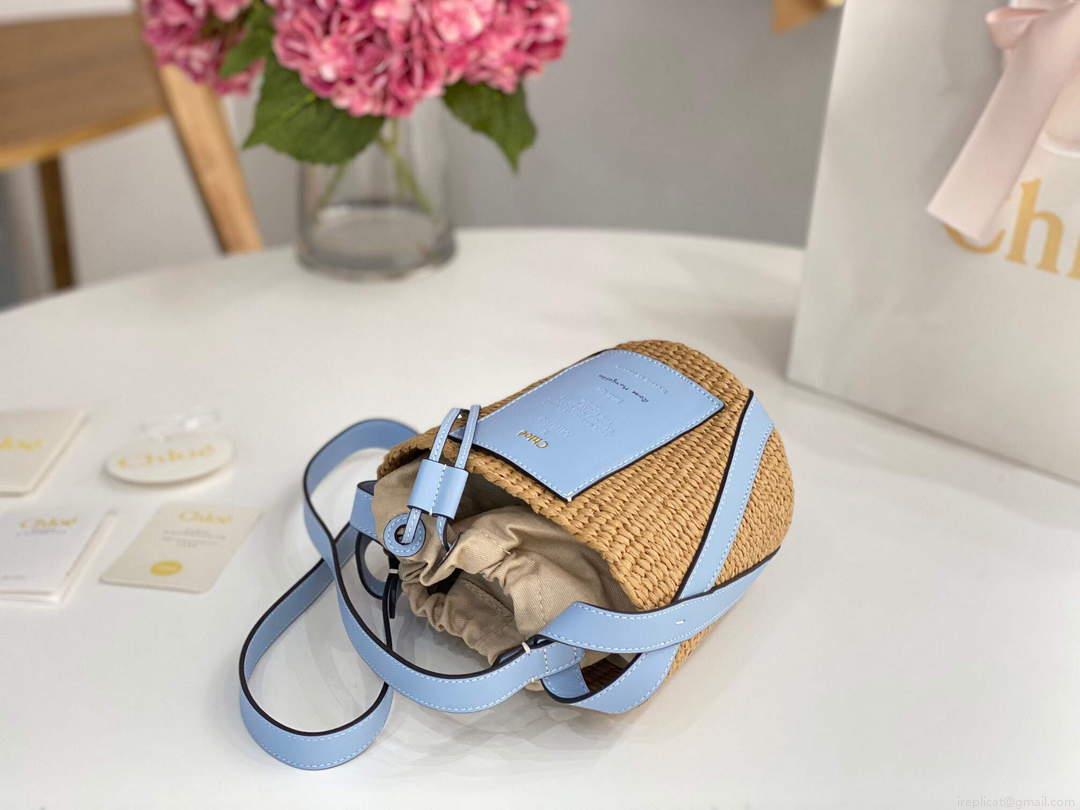 Chloé CHC22SS391G56101 Small Basket Tote Bag Blue