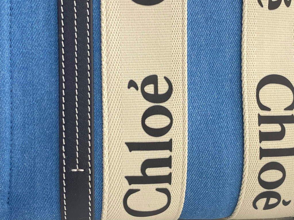 Chloe 385E6690U Small Woody Tote Bag Blue