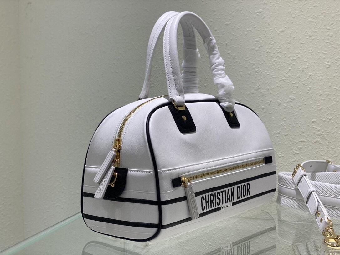 Dior M6202 Medium Dior Vibe Zip Bowling Bag White Smooth Calfskin